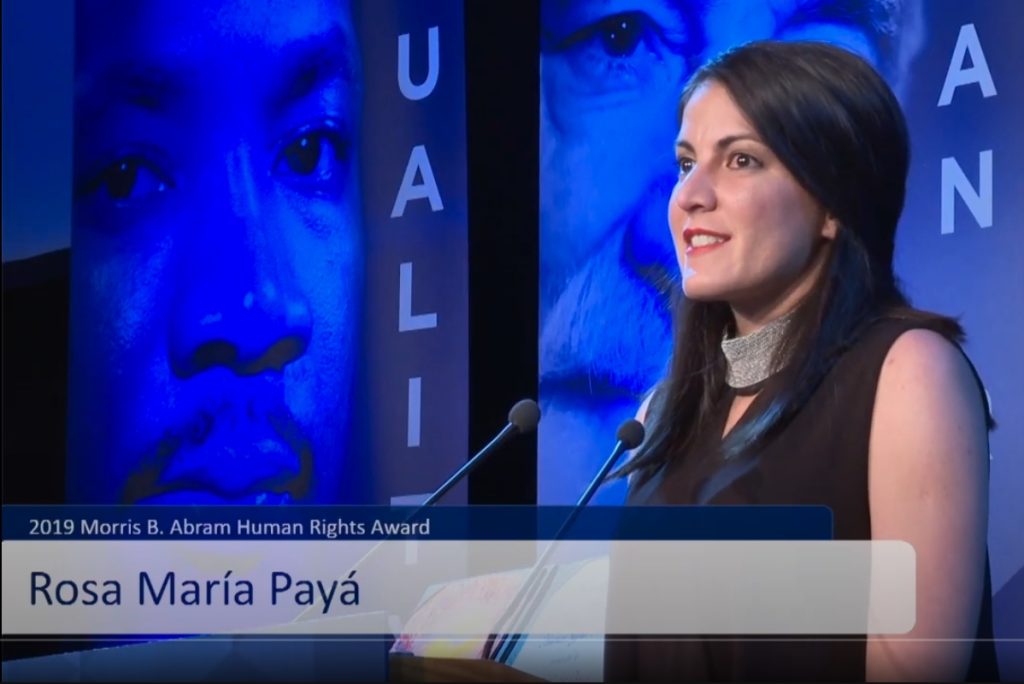 Premio Morris Abram a Rosa María Payá en Ginebra